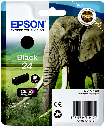 Epson C13T24214012/24 Tintenpatrone schwarz, 360 Seiten 5,1ml