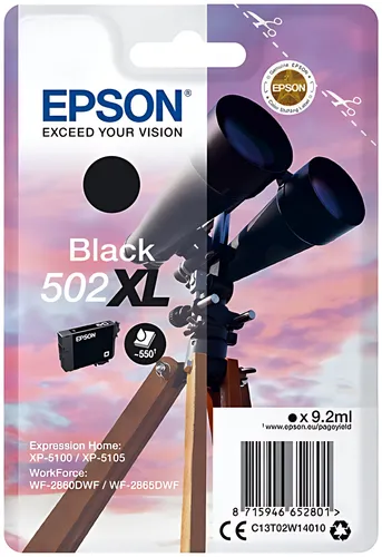 Epson C13T02W14010/502XL Tintenpatrone schwarz High-Capacity, 550 Seiten 9,2ml