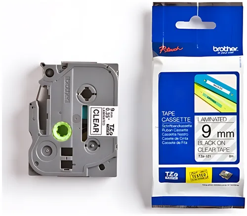 Brother TZE-121 DirectLabel schwarz auf Transparent Laminat 9mm x 8m