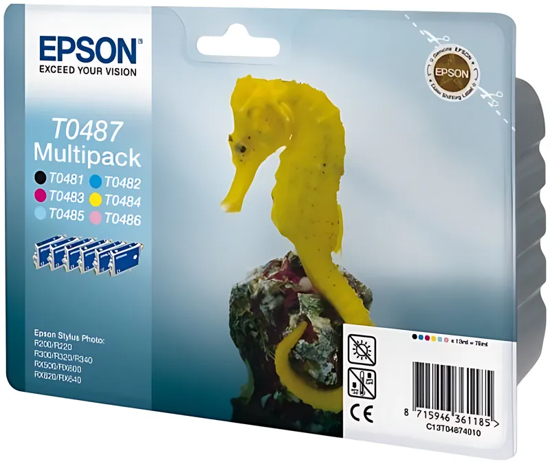 Epson C13T04874010/T0487 Tintenpatrone MultiPack Bk,C,M,Y,LC,LM 630pg + 5x430pg, 6x13ml VE=6
