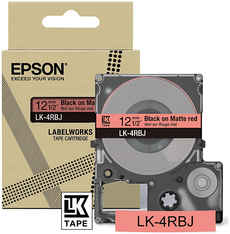 Epson C53S672071/LK-4RBJ DirectLabel-Etiketten schwarz auf rot matt 12mm x 8m