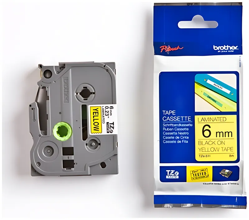 Brother TZE-611 DirectLabel schwarz auf gelb Laminat 6mm x 8m