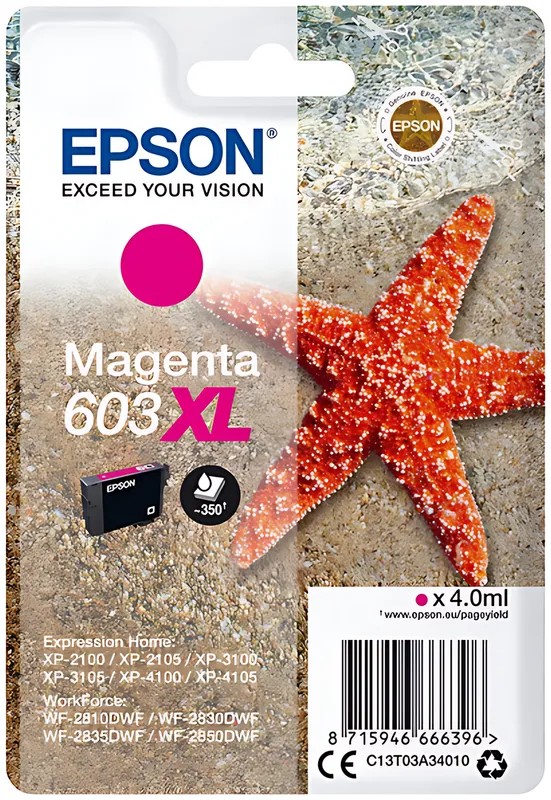 Epson C13T03A34010/603XL Tintenpatrone magenta High-Capacity, 350 Seiten 4ml