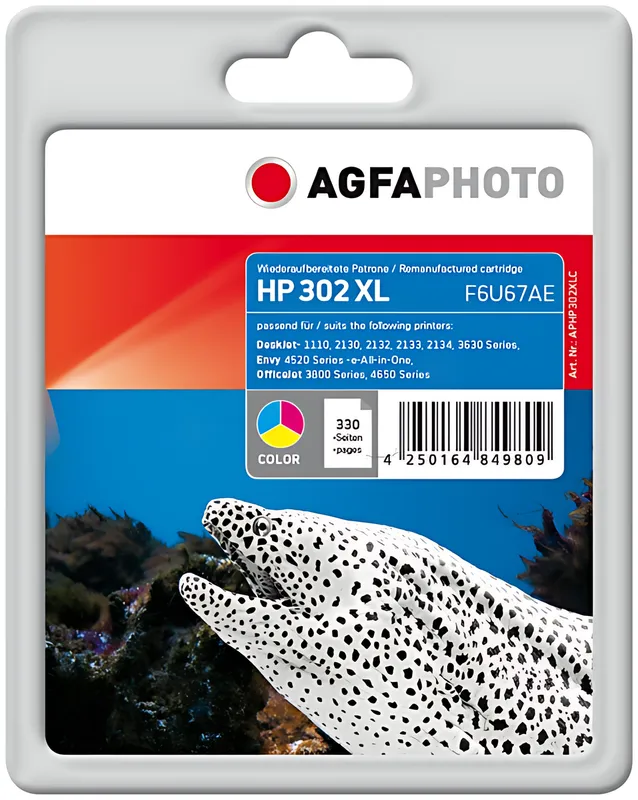 AgfaPhoto APHP302XLC Druckkopfpatrone color High-Capacity, 330 Seiten 15ml (ersetzt HP 302XL)