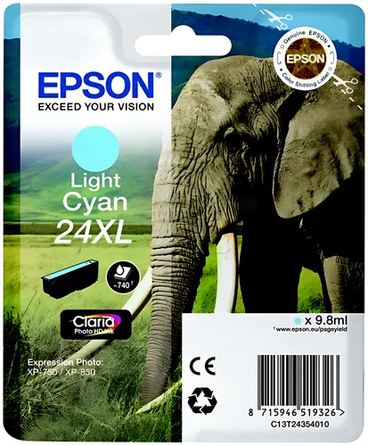 Epson C13T24354012/24XL Tintenpatrone cyan hell High-Capacity, 500 Seiten 9,8ml