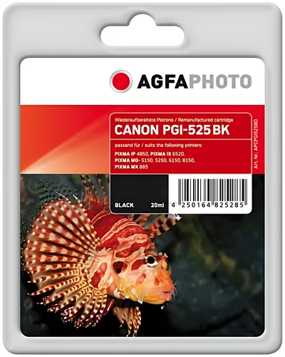 AgfaPhoto APCPGI525BD Tintenpatrone schwarz pigmentiert, 472 Seiten 20ml (ersetzt Canon PGI-525PGBK)