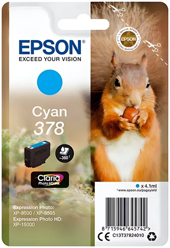 Epson C13T37824010/378 Tintenpatrone cyan, 360 Seiten 4,1ml