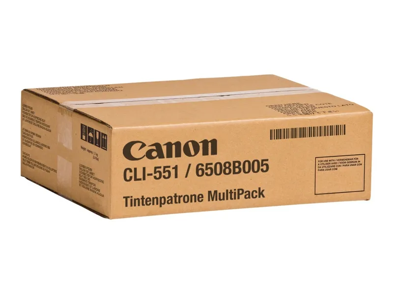 Canon 6508B005/CLI-551 Tintenpatrone MultiPack Bk,C,M,Y + Fotopapier 10x15cm 50 Blatt 7ml 1795/332/319/344 pg VE=4