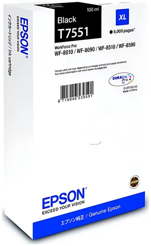 Epson C13T75514N/T7551 Tintenpatrone schwarz, 5.000 Seiten 100ml
