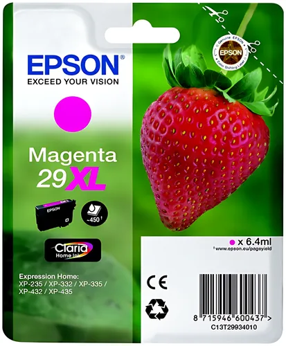 Epson C13T29934012/29XL Tintenpatrone magenta High-Capacity, 450 Seiten ISO/IEC 19752 6,4ml