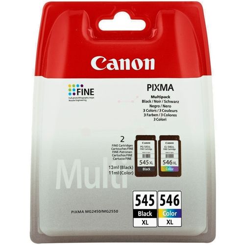 Canon 8286B015/PG-545XL+CL-546XL Druckkopfpatrone Multipack 2x schwarz +1x color High-Capacity +50 Blatt Fotopapier PVP 2x15ml + 1x13ml VE=2