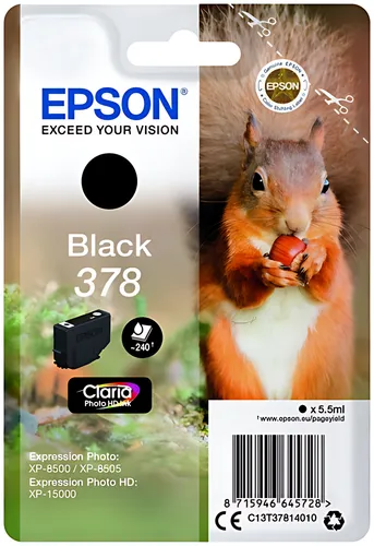 Epson C13T37814010/378 Tintenpatrone schwarz, 240 Seiten 5.5ml