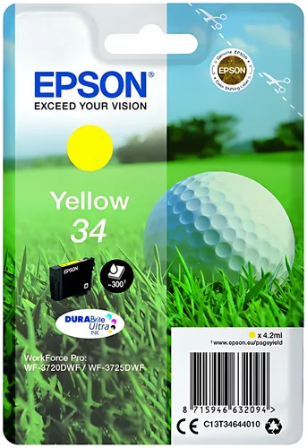 Epson C13T34644010/34 Tintenpatrone gelb, 300 Seiten 4,2ml