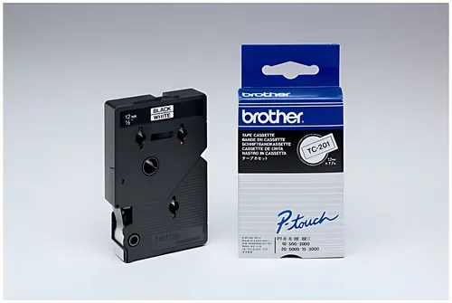 Brother TC-201 DirectLabel schwarz auf weiss 12mm x 7,7m