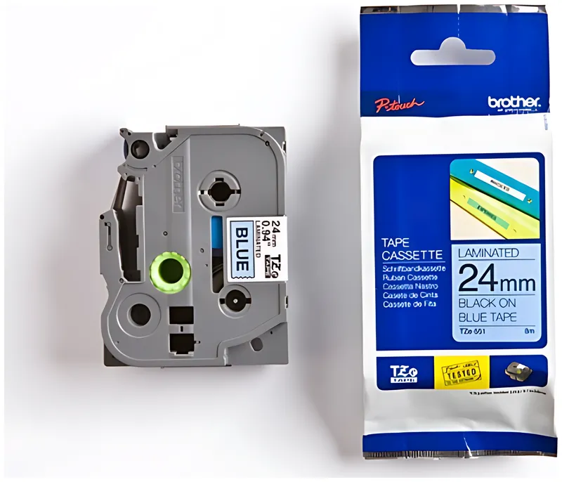 Brother TZE-551 DirectLabel schwarz auf blau Laminat 24mm x 8m