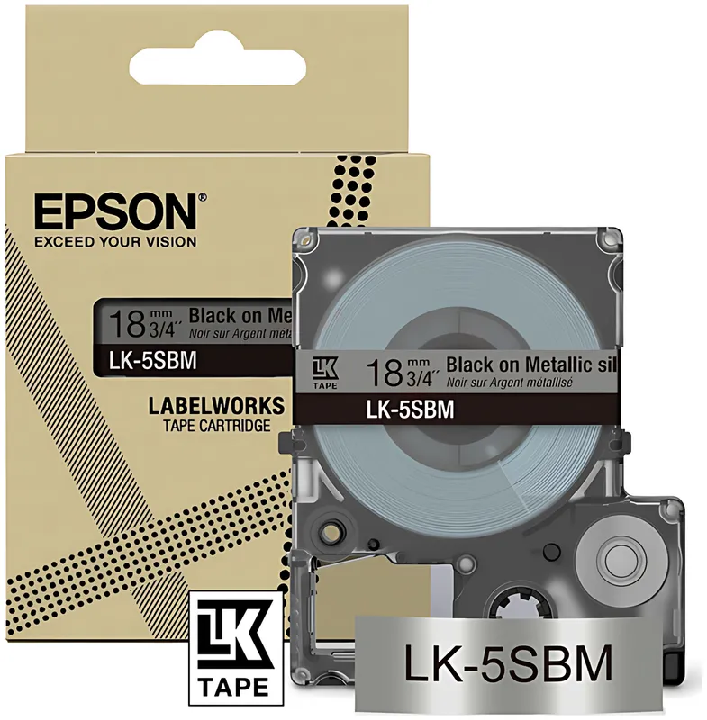 Epson C53S672094/LK-5SBM DirectLabel-Etiketten schwarz auf silber 18mm x 8m