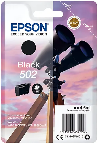 Epson C13T02V14010/502 Tintenpatrone schwarz, 210 Seiten 4,6ml