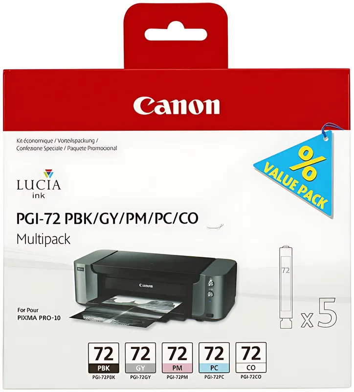 Canon 6403B007/PGI-72 Tintenpatrone MultiPack PBK,GY,PM,PC,CO 5x14ml VE=5