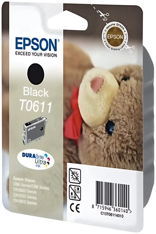Epson C13T06114010/T0611 Tintenpatrone schwarz, 250 Seiten ISO/IEC 24711 8ml