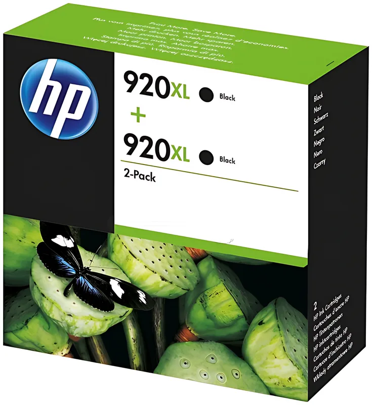 HP D8J47AE/920XL Tintenpatrone schwarz High-Capacity Doppelpack, 2x1.200 Seiten ISO/IEC 24711 32ml VE=2