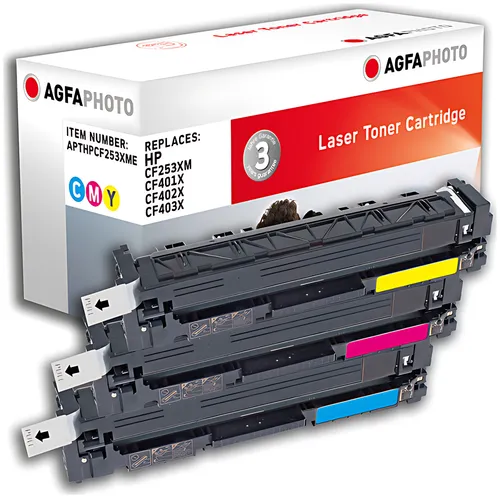 AgfaPhoto APTHPCF253XME Tonerkartusche MultiPack C,M,Y, 3x2.300 Seiten 150 Gramm VE=3 (ersetzt HP 201X)