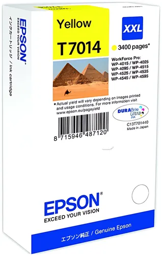 Epson C13T70144010/T7014 Tintenpatrone gelb XXL, 3.400 Seiten ISO/IEC 24711 34.2ml