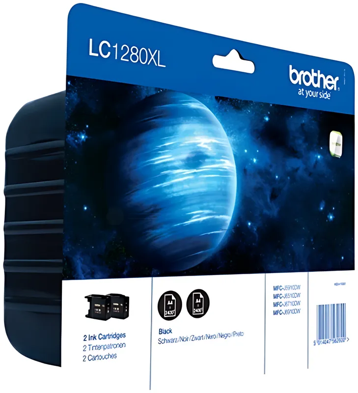 Brother LC-1280XLBKBP2DR Tintenpatrone schwarz High-Capacity Doppelpack, 2x2.400 Seiten ISO/IEC 24711 9ml VE=2