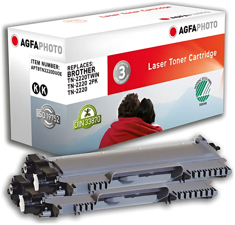 AgfaPhoto APTBTN2220DUOE Toner-Kit Doppelpack, 2x2.600 Seiten 85 Gramm VE=2 (ersetzt Brother TN2220)
