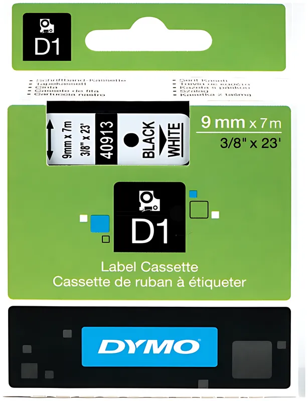 Dymo 40913/S0720680 DirectLabel-Etiketten schwarz auf weiss 9mm x 7m