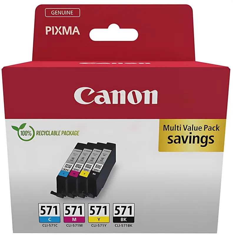 Canon 0386C008/CLI-571 Tintenpatrone MultiPack Bk,C,M,Y Blister 7ml VE=4