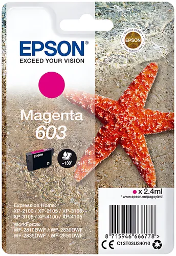 Epson C13T03U34010/603 Tintenpatrone magenta, 130 Seiten 2,4ml