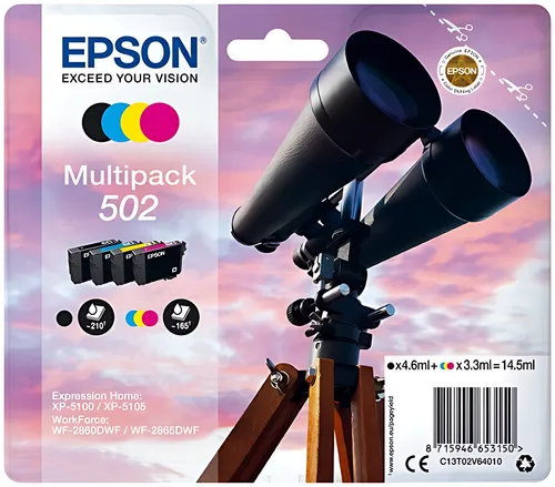 Epson C13T02V64010/502 Tintenpatrone MultiPack Bk,C,M,Y 4,6ml + 3x3,3ml VE=4