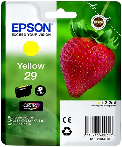 Epson C13T29844012/29 Tintenpatrone gelb, 180 Seiten ISO/IEC 19752 3,2ml