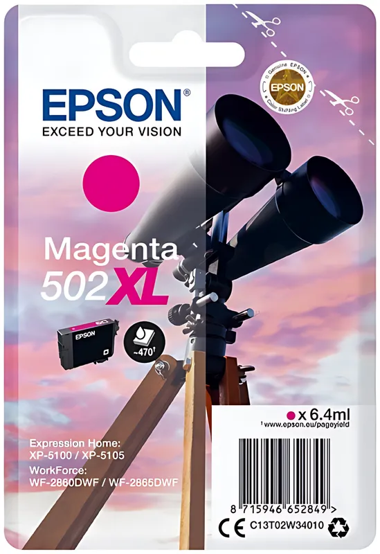Epson C13T02W34010/502XL Tintenpatrone magenta High-Capacity, 470 Seiten 6,4ml