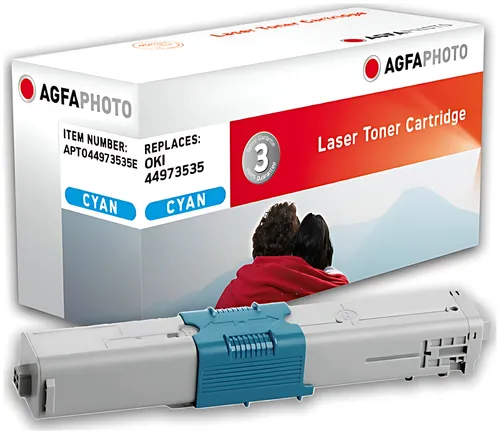 AgfaPhoto APTO44973535E Toner-Kit cyan, 1.500 Seiten 40 Gramm (ersetzt OKI 44973535)