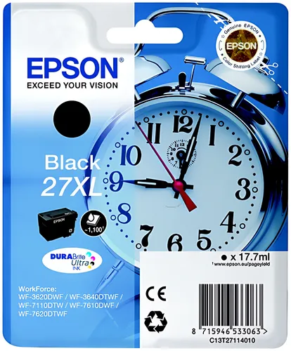 Epson C13T27114012/27XL Tintenpatrone schwarz High-Capacity, 1.100 Seiten 17,7ml