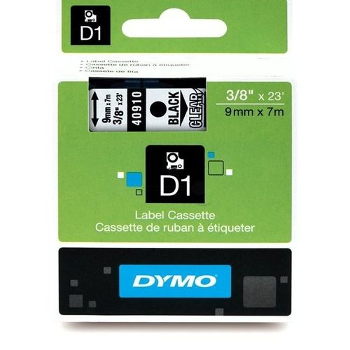 Dymo 40910/S0720670 DirectLabel-Etiketten schwarz auf Transparent 9mm x 7m