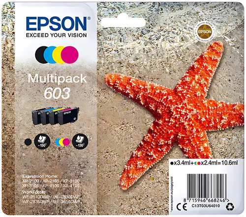 Epson C13T03U64010/603 Tintenpatrone MultiPack Bk,C,M,Y 3,4ml + 3x2,4ml VE=4