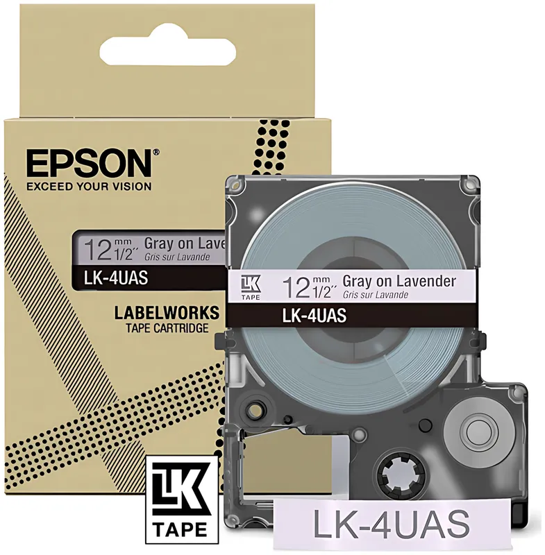 Epson C53S672107/LK-4UAS DirectLabel-Etiketten grau auf violett Lavender 12mm x 8m