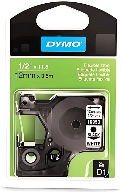 Dymo 16959/S0718060 DirectLabel-Etiketten Polyester schwarz auf weiss 12mm x 5,5m