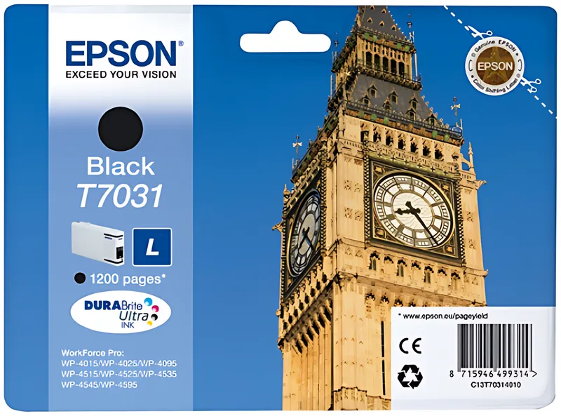 Epson C13T70314010/T7031 Tintenpatrone schwarz, 1.200 Seiten ISO/IEC 24711 24ml