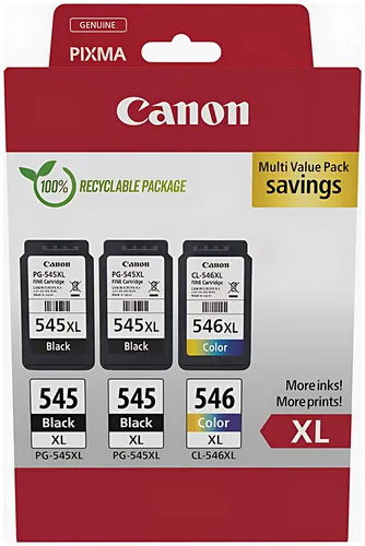 Canon 8286B013/PG-545XL+CL-546XL Druckkopfpatrone Multipack 2x schwarz +1x color High-Capacity 2x15ml + 1x13ml VE=3