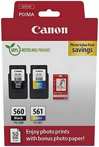 Canon 3713C008/PG-560+CL-561 Druckkopfpatrone Multipack schwarz + color PVP 7,5ml + 8,3ml VE=2