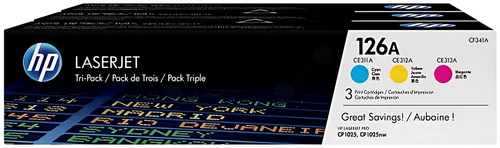 HP CF341A/126A Toner Rainbow-Kit (c,m,y), 3x1.000 Seiten ISO/IEC 19798 VE=3