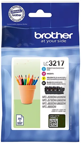 Brother LC-3217VALDR Tintenpatrone MultiPack Bk,C,M,Y, 4x550 Seiten ISO/IEC 24711 9ml VE=4