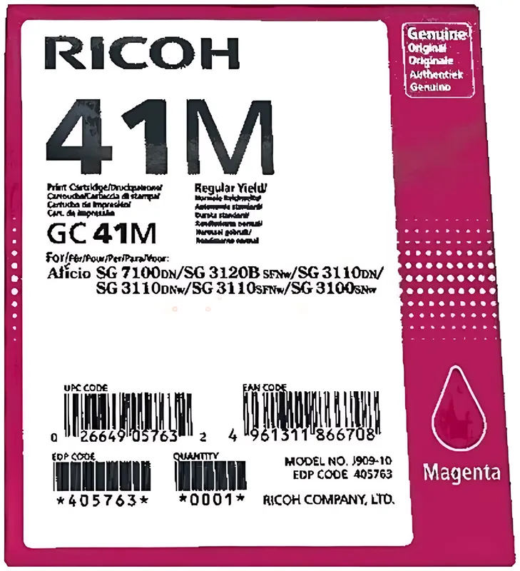 Ricoh 405763/GC-41M Gelkartusche magenta, 2.200 Seiten ISO/IEC 24711
