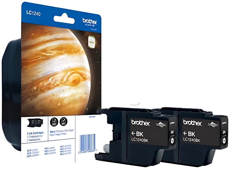 Brother LC-1240BKBP2DR Tintenpatrone schwarz Doppelpack, 2x600 Seiten ISO/IEC 24711 VE=2