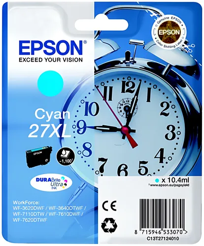 Epson C13T27124012/27XL Tintenpatrone cyan High-Capacity, 1.100 Seiten 10,4ml