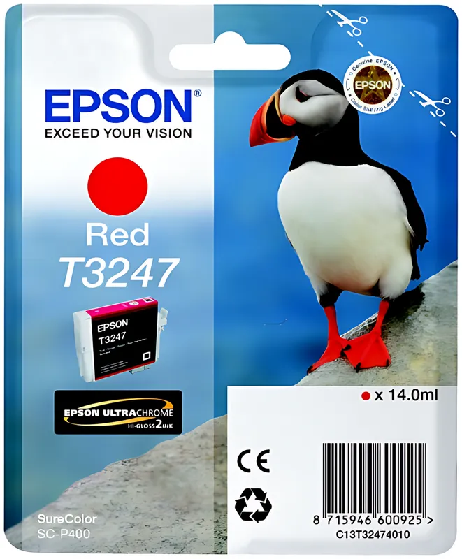 Epson C13T32474010/T3247 Tintenpatrone rot, 980 Seiten 14ml