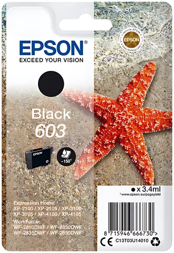 Epson C13T03U14010/603 Tintenpatrone schwarz, 150 Seiten 3.4ml